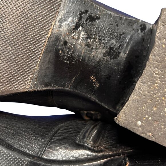 Prada Black Leather Mid-Calf Riding Boots EU 40 / US 9.5 Gold Buckle Detail - Picture 8 of 10